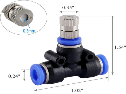 6mm Atomization Fogger Nozzles with Tee Connector (5pcs)