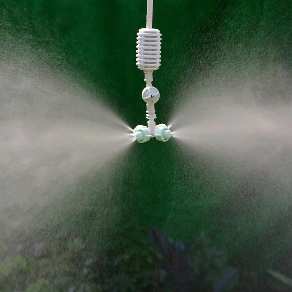 Irrigation Fogger System 4 Way Fogger Assembly Unit with Check Valve for Garden