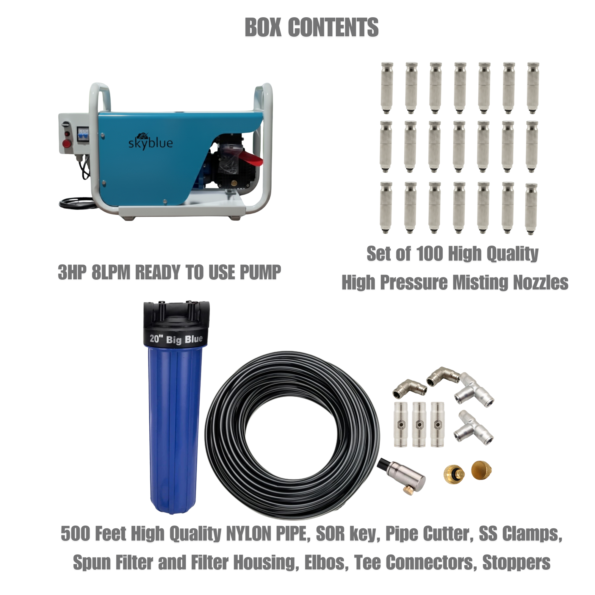 High Pressure Misting Kit with 100 Nozzles